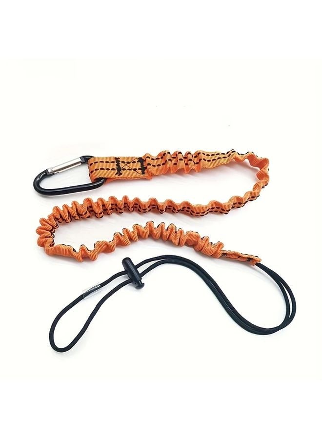 Orange Heavy Duty Tool Lanyard Adjustable Safety Rope Carabiner Clip Tangle Free Design - Image 1
